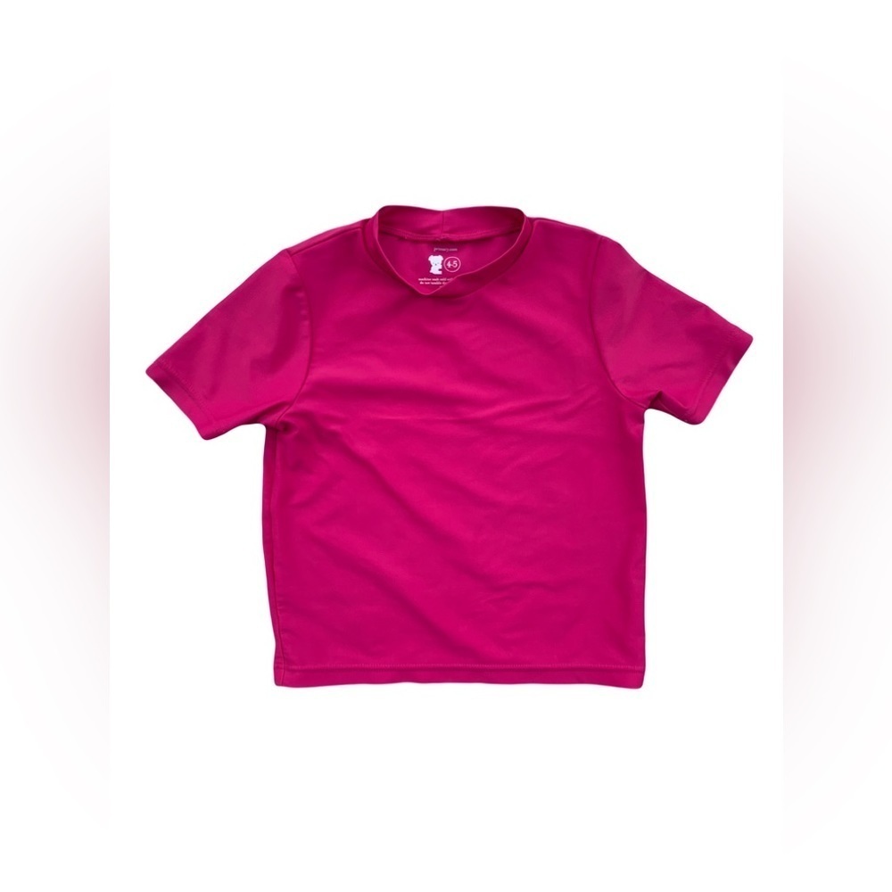 Primary Size 4-5 Fuchsia Short Sleeve Swim Rash Guard